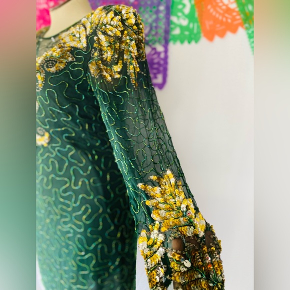 Vintage Green and Gold sparkly gown - Picture 7 of 15